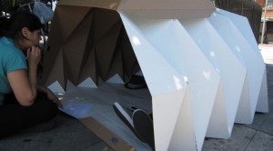 197 300x166 Wacky Cardboard Homeless Shelters Fold Out Like Origami 