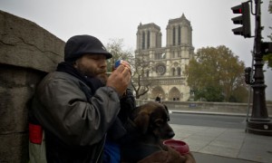Homeless man Notre Dame 008 300x180 Down and out in Paris: the frustration and tedium of homelessness