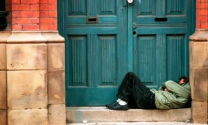 homeless person doorway 008 300x180 The homeless arent negative impacts – they are living victims of policy